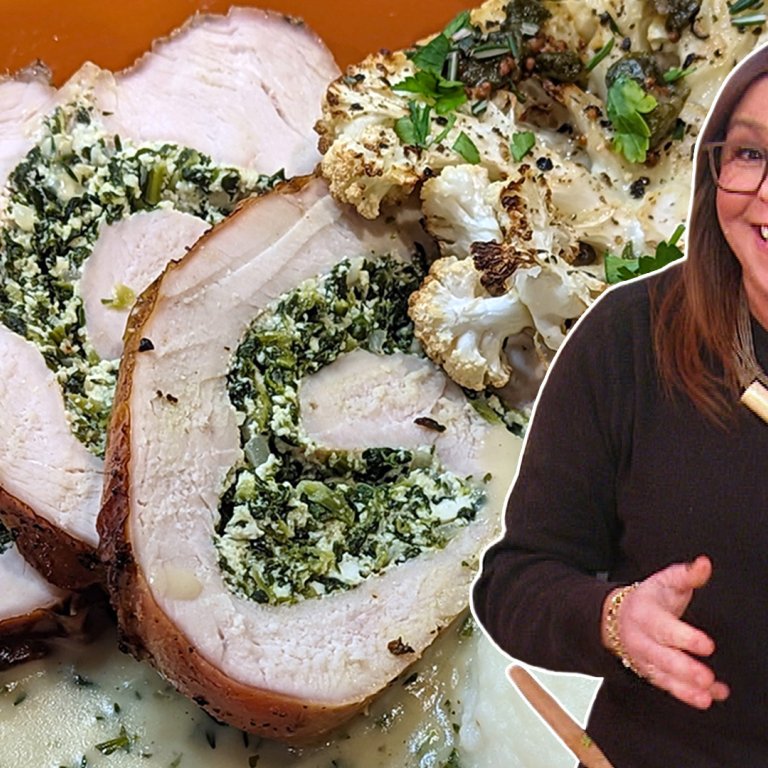 Italian Rolled Turkey Breast with Spinach and Ricotta with Herb Gravy | Rachael Ray
