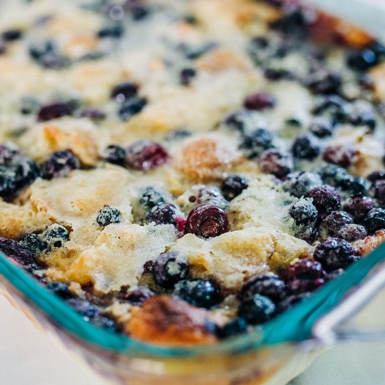 Blueberry Bread Puddin' with Bourbon Sauce 