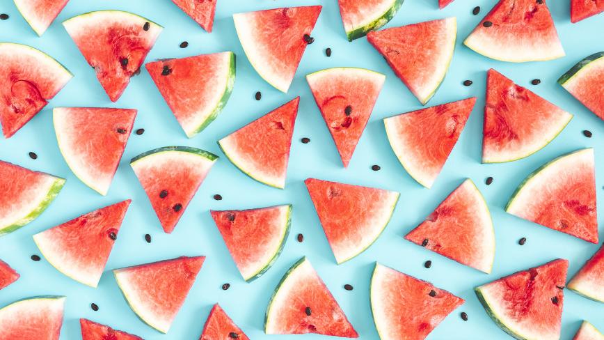 watermelon slices on blue background