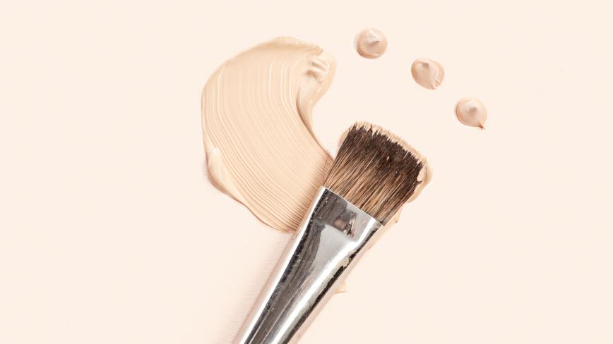 makeup brush and foundation