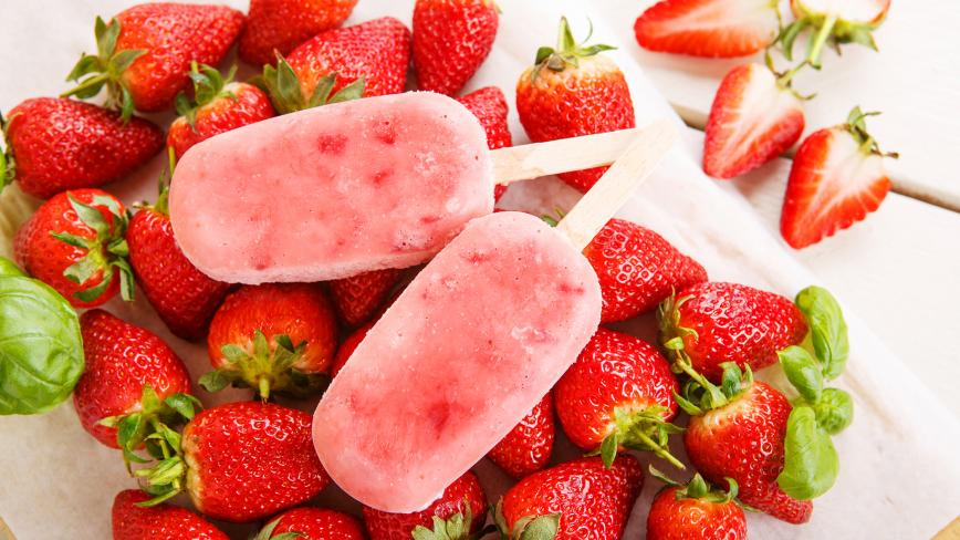 Strawberry-Basil Ice Pops