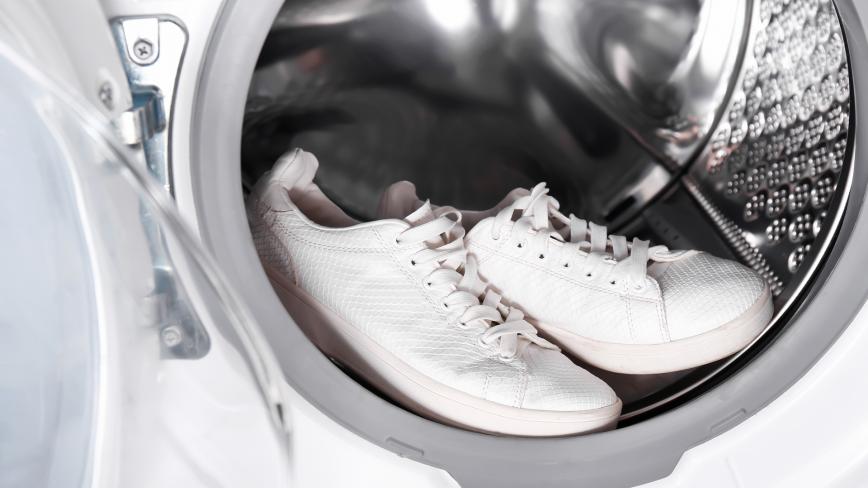 White Sneakers In Washing Machine
