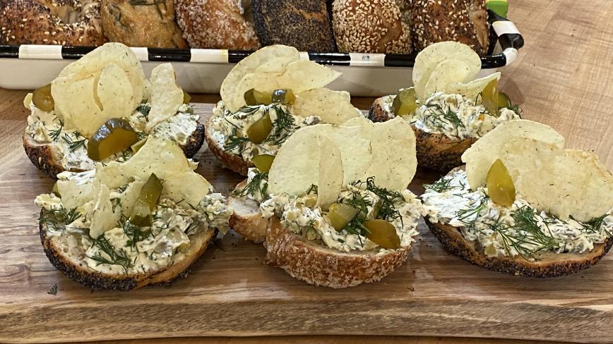 Dill Pickle Cream Cheese Bagels
