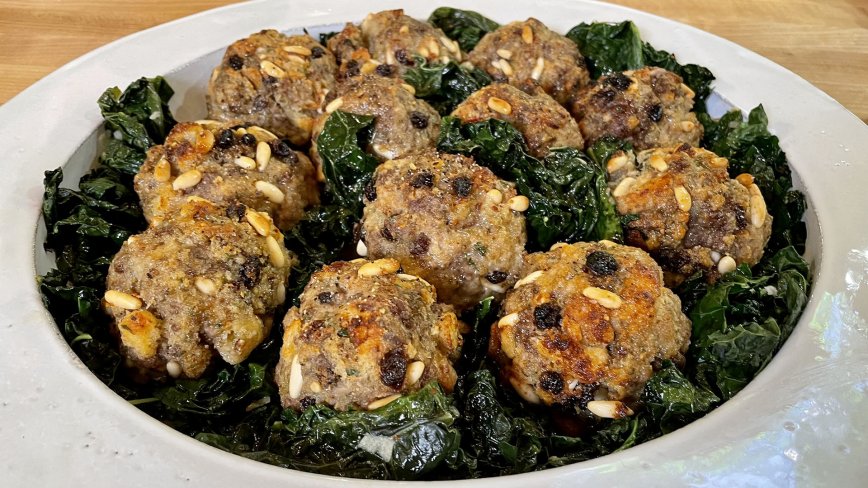 Roasted Meatballs with Dark Greens
