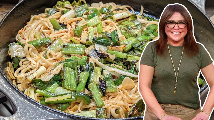 Garlic Ginger Noodles with Charred Scallions | Rachael Ray