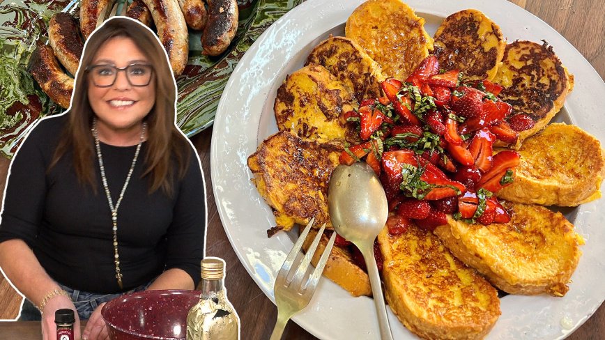 Savory French Toast with Strawberries and Basil and Sausages| Rachael Ray