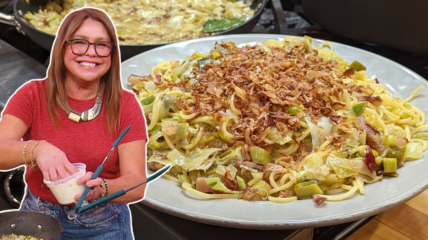 Chitarra (Guitar String Spaghetti) with Guanciale and Leeks | Rachael Ray
