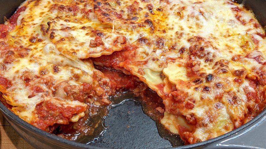 Shortcut Skillet Lasagna Made with Ravioli