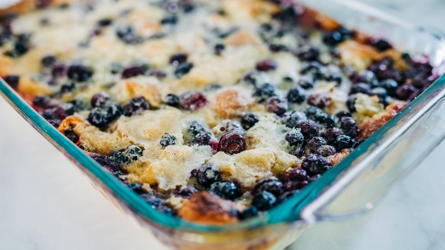 Blueberry Bread Puddin' with Bourbon Sauce 