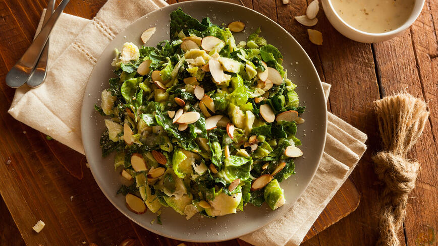 Shaved Brussels Sprouts Salad with Pecorino and Almonds