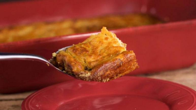 Emeril Lagasse's Cheddar, Bacon, Apple, and Pecan Spoonbread