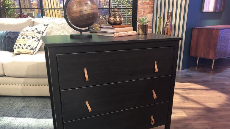 Dresser with leather accents