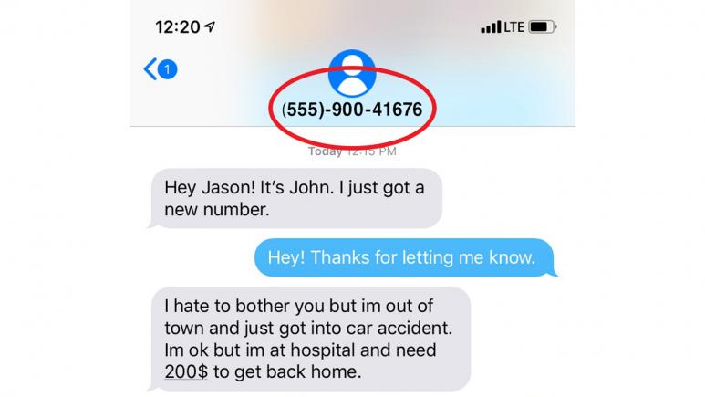 example of an 11 digit phone number spam text