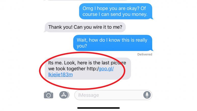 example of a link in a spam text