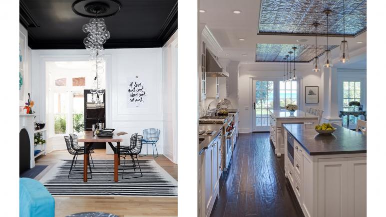 2 decorative ceiling examples side by side