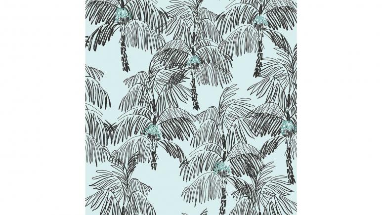 Palm Beach Sky Blue and Black Tropical 20.5 in. x 18 ft. Peel and Stick Wallpaper