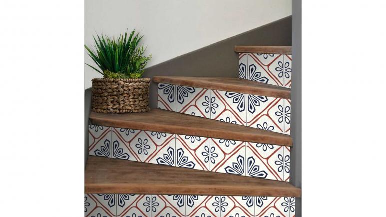 Stair Riser Stickers - Removable Stair Riser Tile Decals - Gaia Pack of 6