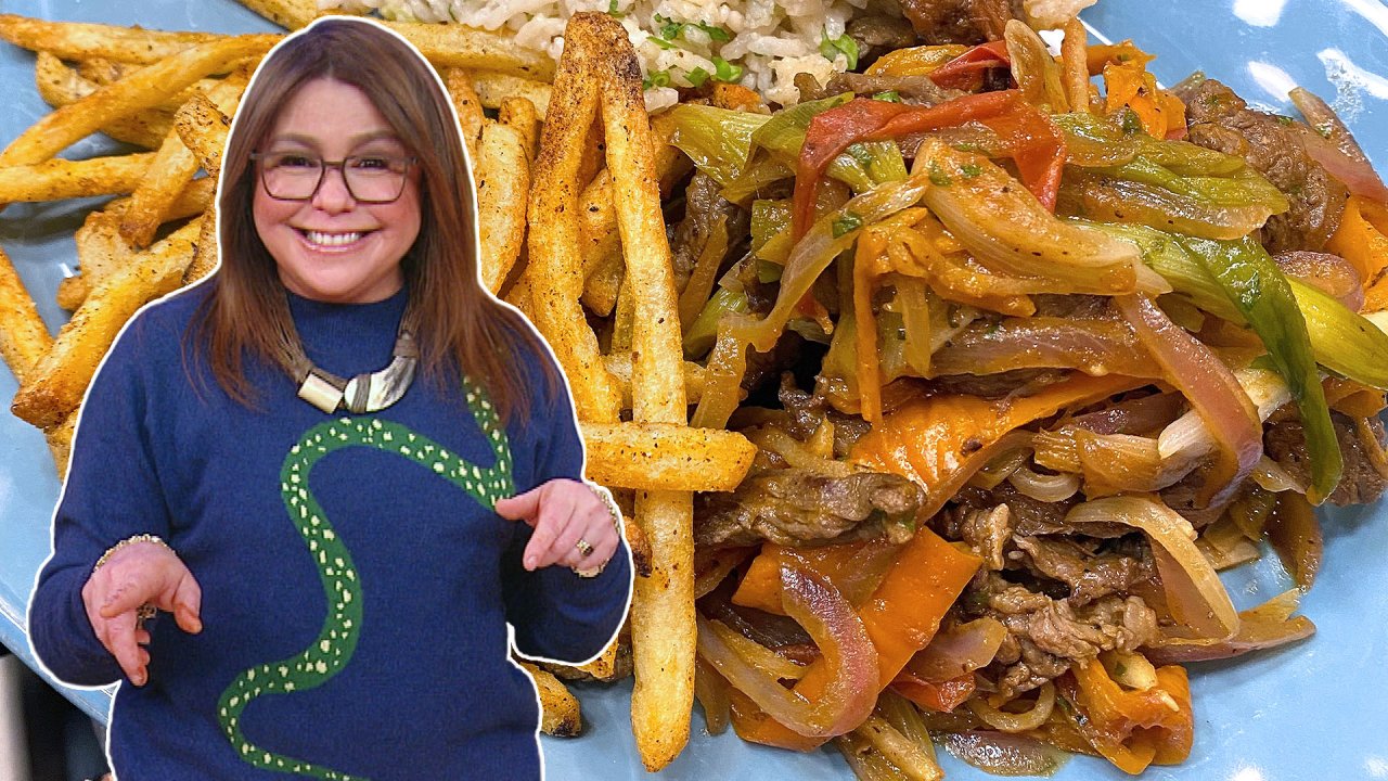 Peruvian-Style Beef Stir-Fry with Rice and Fries | Rachael Ray | Recipe ...